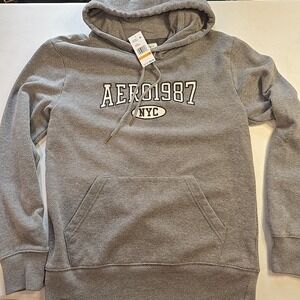 Aeropostale New York Hoodie Mens Grey Black White Small S Pullover NWT